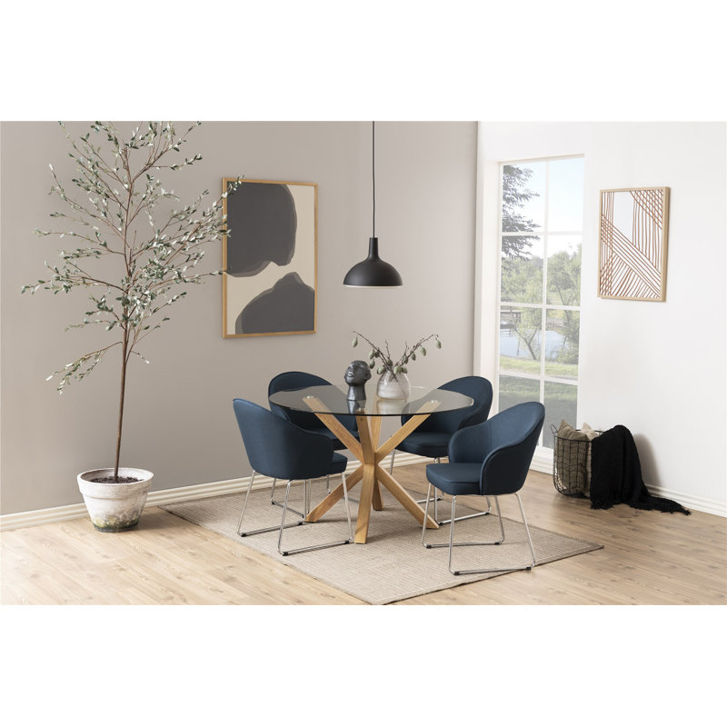 Abdulhaadi Round Glass Top Dining Table