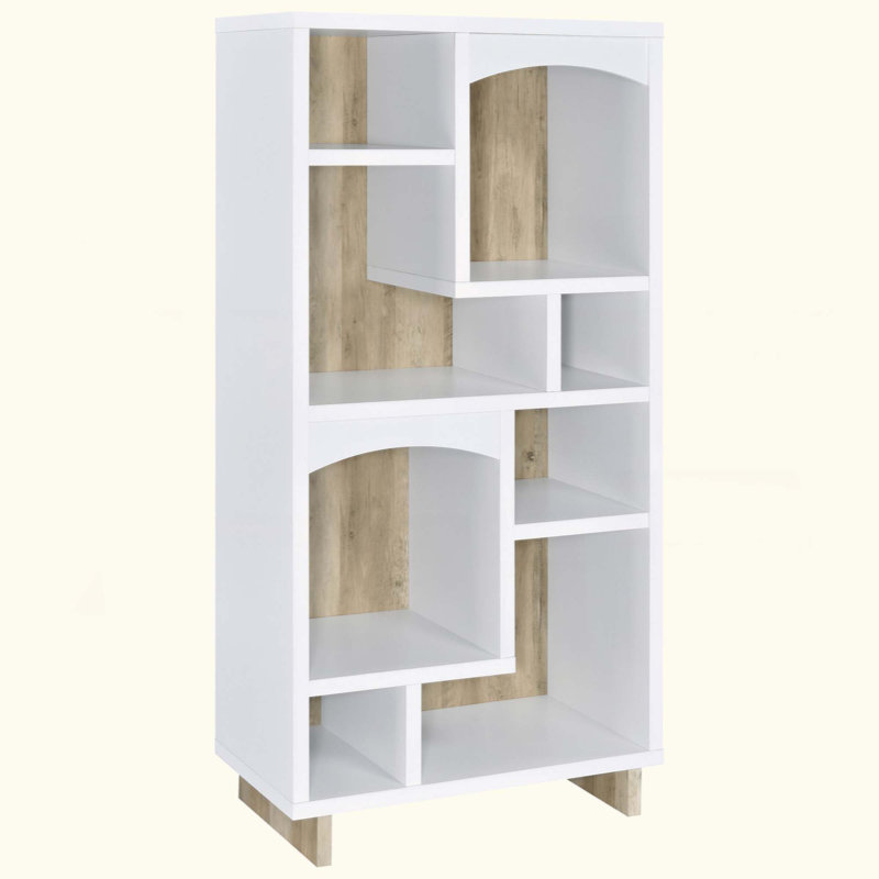 8-Compartment Modern Rustic Bookcase With Arch Details, Cottage Core Style