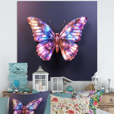 Purple And Pink Butterfly - Animals Metal Art Print