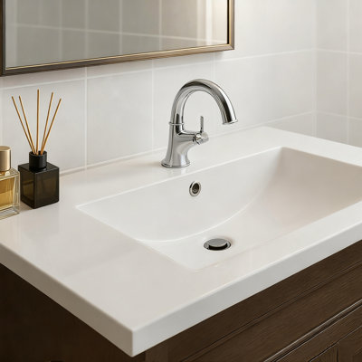 Lavabo de salle de bain encastré en céramique blanche avec trop-plein plat 36 po Eleen