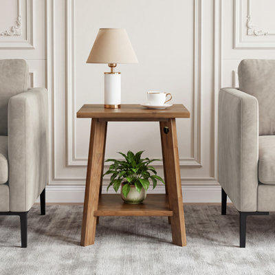 2-Tier Solid Wood End Table