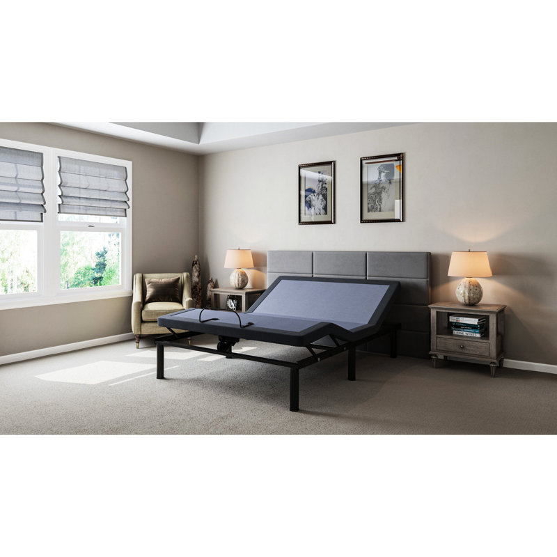 Base de lit simple ajustable, commande de la tête et du pied, 31 pieds, capacité de 850 lb, base bleue avec option de positionnement, acier