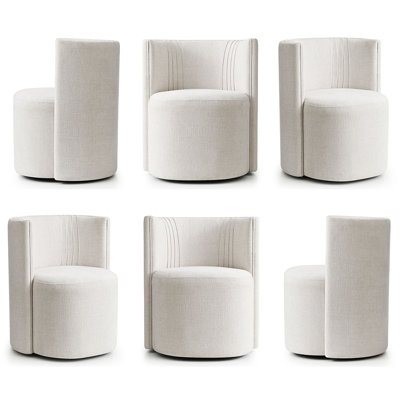 Modern Barrel Back Upholstered Dining Chairs with Hidden Casters
