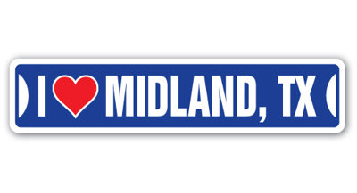 Midland Tx Street Sign Heavy Duty Plastic 4" X 18"