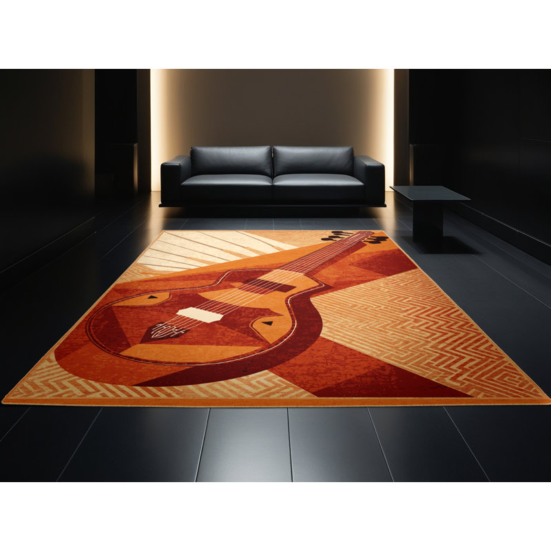 Tapis brun moelleux moelleux et doux à motif géométrique Sitar, 7 x 9