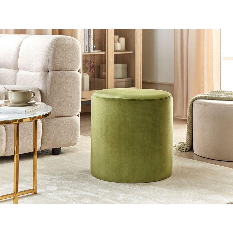 Aimilia 47cm Wide Round Solid Colour Pouffe Ottoman, Green