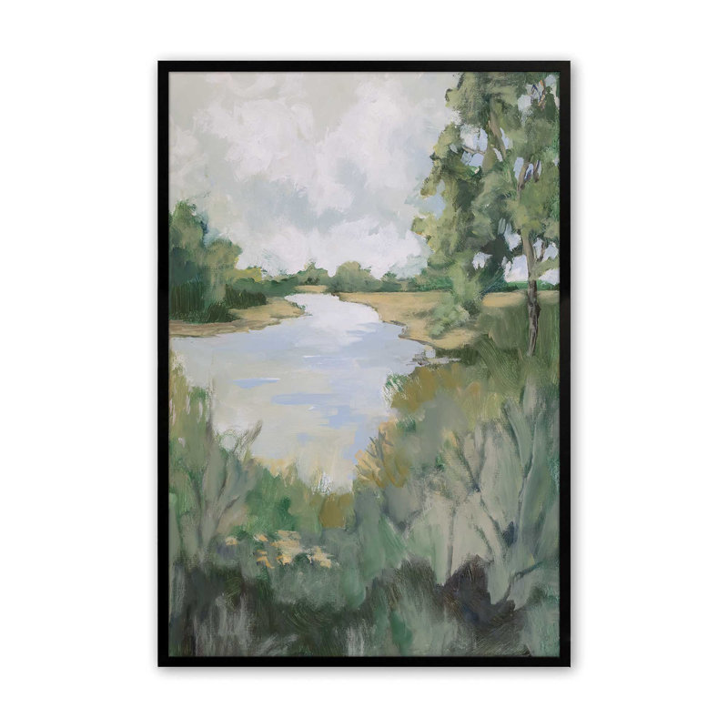 Peaceful Riverside View I Print, H 11 po x l 9 po, Noir