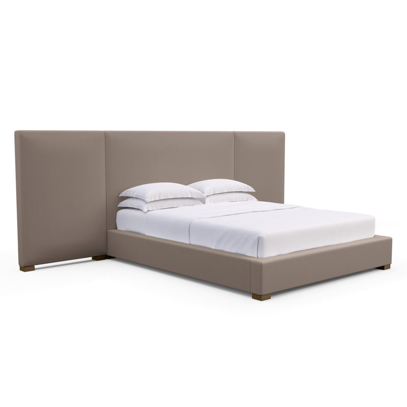 Prospect Upholstered Bed, Box Weave Linen Pumice, Queen, Weathered