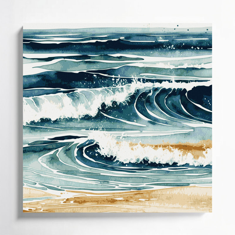 Art mural sur toile blanc "Coastal Coastal Surface", H 12 po x l 12 po