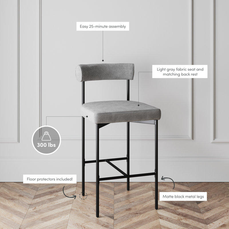 Bar Stool, Short Stool (19" Seat Height), Gray/Linen, 1
