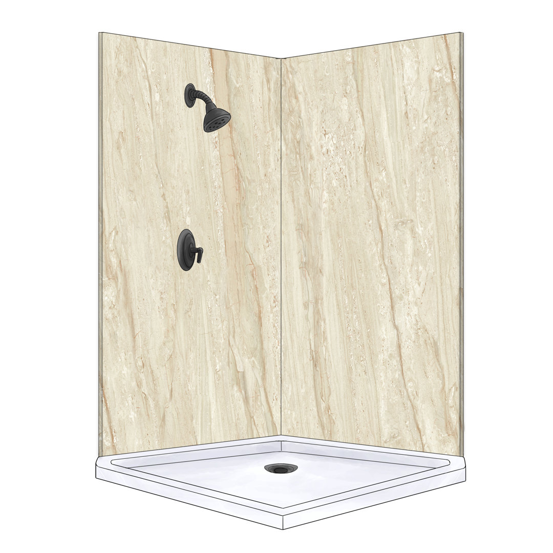 Polymarm 48" W 80" H 48" D Two Wall Composite Shower Wall Panel Surround Polymarm 