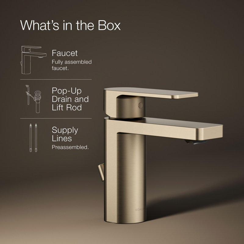 Parallel Single Hole Bathroom Faucet with Drain Assembly, Vibrant Brushed Bronze