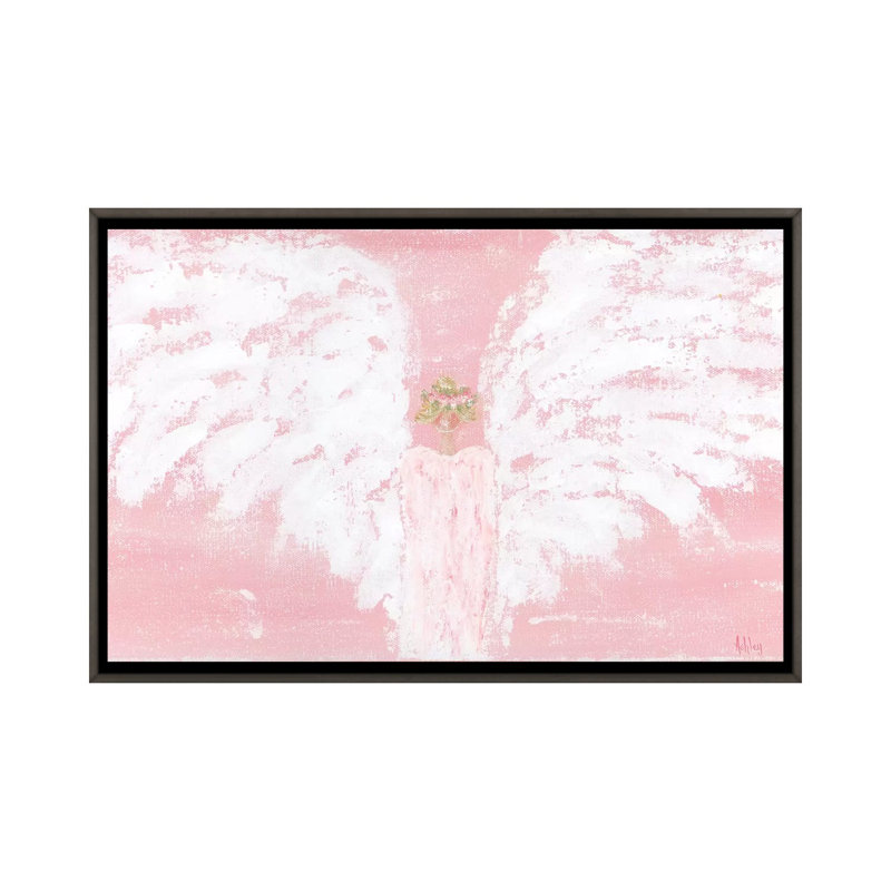 Rose Angel large par Ashley Bradley, reproduction d’art, H 18 po x l 26 po x P 1,5 po, Toile encadrée de bois rustique foncé