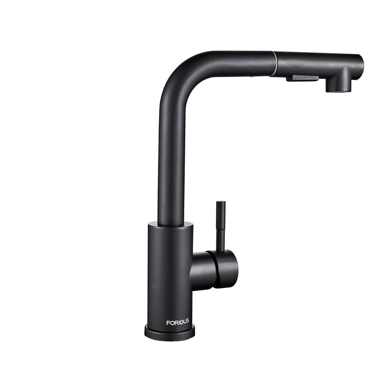 Pull Down Spray Single Lever Kitchen Tap, Black