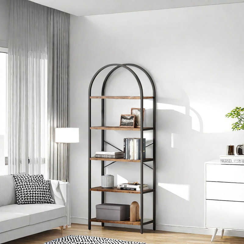 180cm H x 60cm W Metal Etagere Bookcase, Black/Brown