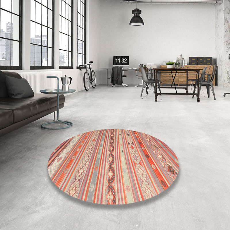 Tapis rouge à motif sud-ouest, Rond 8 pi
