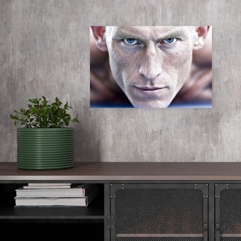 Intense Blue Gaze Abstract Contemporary Wall Art Print 1 Piece Wrapped Canvas Wall Art, 45.72cm H x 30.48cm W