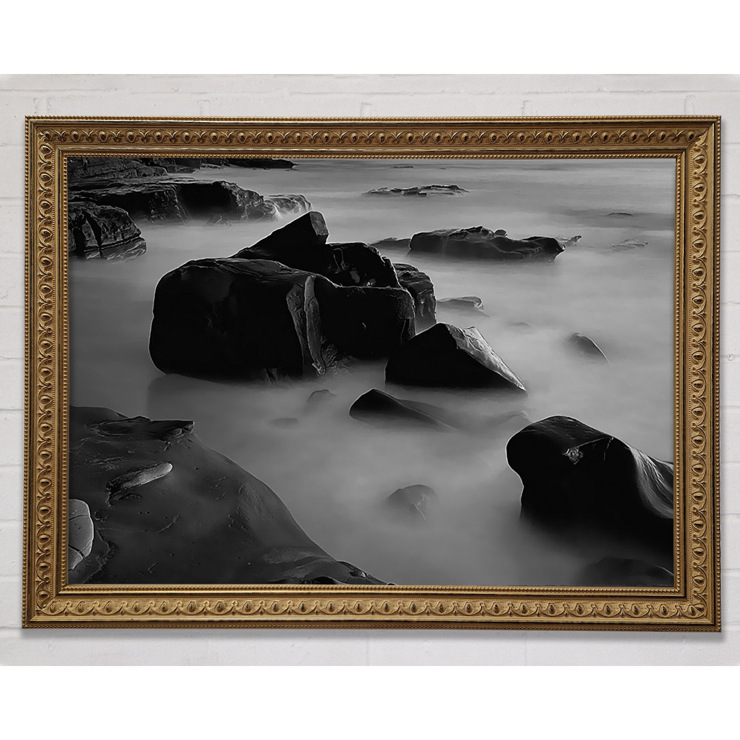 Ocean Rock Serenity B N W - Einzelner Bilderrahmen Kunstdrucke