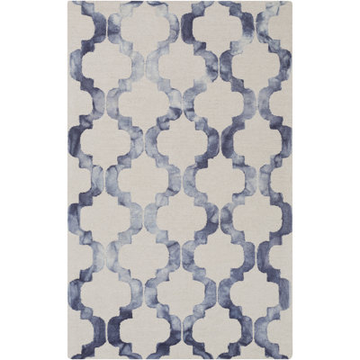 Tapis bleu marine / ivoire en laine touffeté à la main Swansea