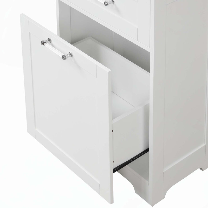 Armoire de salle de bain autoportante polyvalente avec plusieurs options de rangement, White