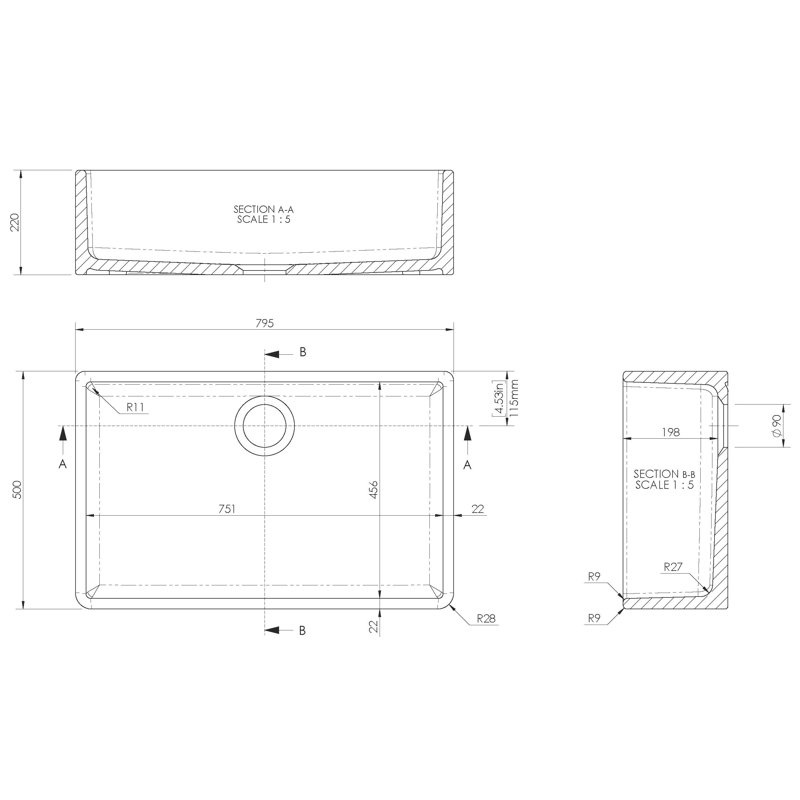 Fireclay Sinks Single Bowl Belfast Kitchen Sink