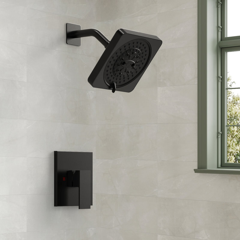 Ensemble de robinet de douche à fonction unique, pomme de douche à 7 jets, ensemble de garniture de poignée de douche avec valve
