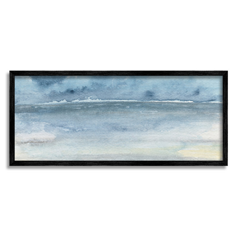«Abstract Sea Waves Tide» par Regina Moore - peinture sur cadre flottant, Giclée encadrée noir minuit