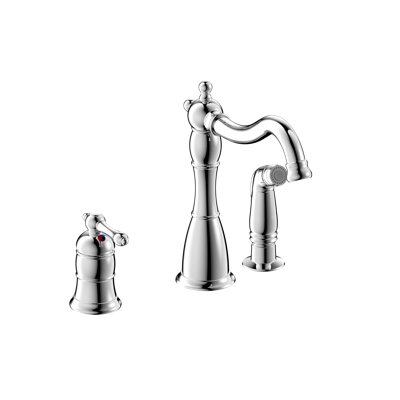 Prime Collection Exposed Mounting 3-Hole Installation Single-Handle Kitchen Faucet with Matching Side Spray - Chrome Polished
