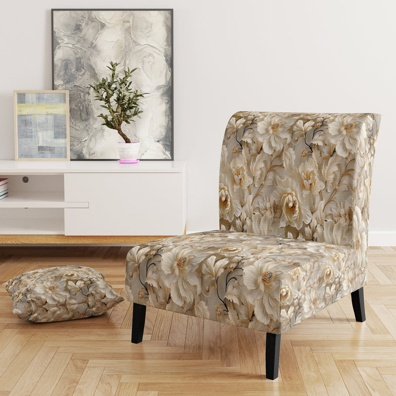 Rustic Victorian Brocade Victorian Motif - Chaise d'appoint de chalet rembourrée à motif floral
