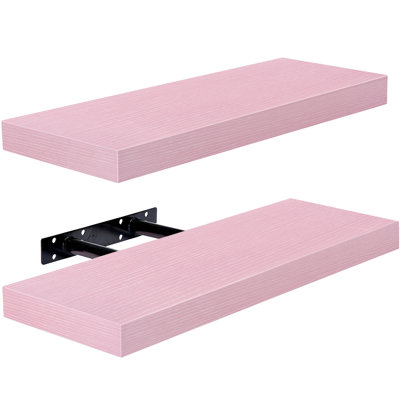 Tablettes flottantes pour mur Sorbus - Tablette flottante de 16 pouces pour la cuisine, la chambre à coucher, le salon, la salle de bain, la maison et le mur - Tablettes de salle de bain avec supports invisibles - paquet de 2 - rose doux