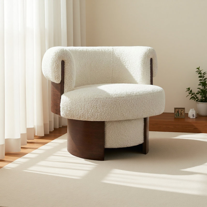 Fauteuil demi-tonneau pivotant 32 po Modern, Beige