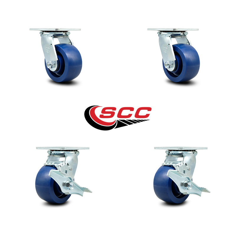 Tool Box Caster Wheel Set – 4 Inch Solid Polyurethane Swivel Casters – SCC