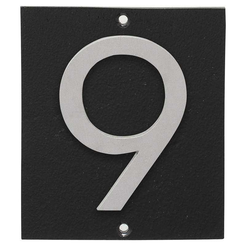 Plaque d'adresse verticale à 1 ligne flottante, Noir / aluminium brossé, Oui