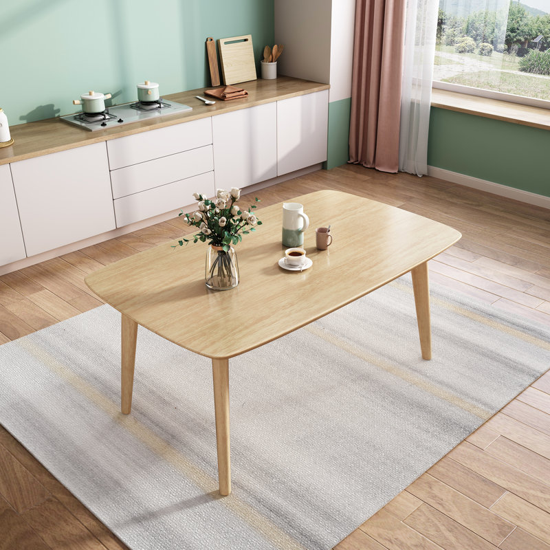 Solid Wood Dining Table Modern Rectangular Restaurant Table, 29.90" H x 63" L x 27.60" W