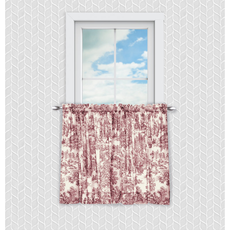 Rideau de café en coton Amelie, l 68 po x L 24 po, Rouge