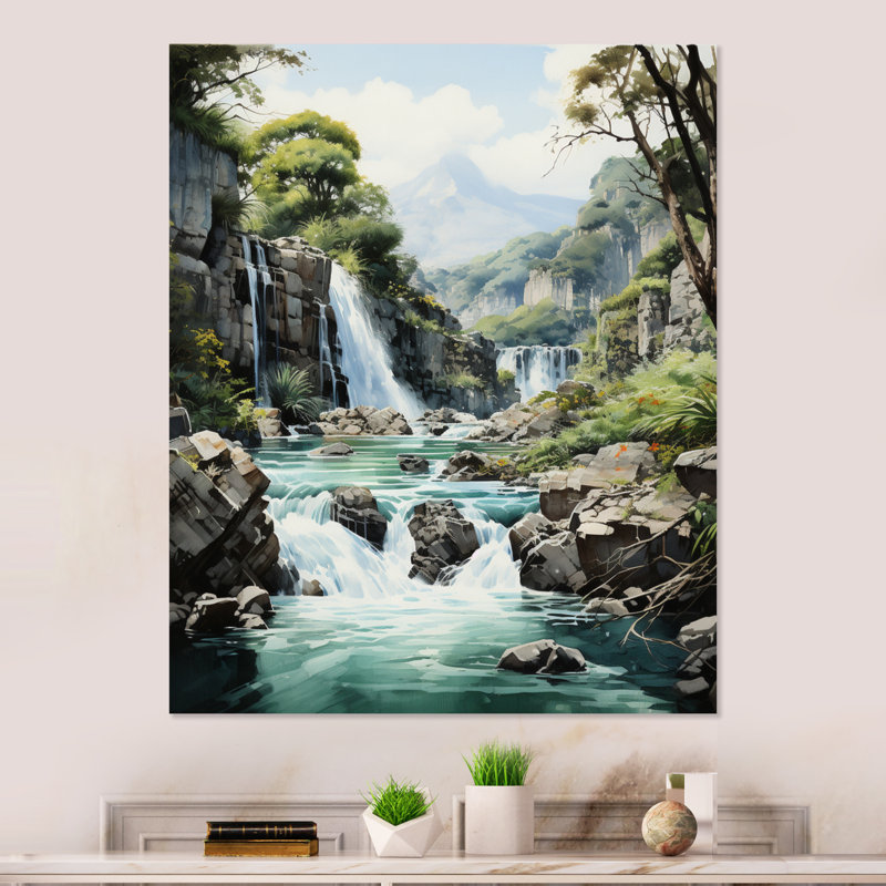 «Vietnam Waterfall Wonder II», reproduction sur toile, H 20 po x l 12 po x P 1 po, Encadrement doré