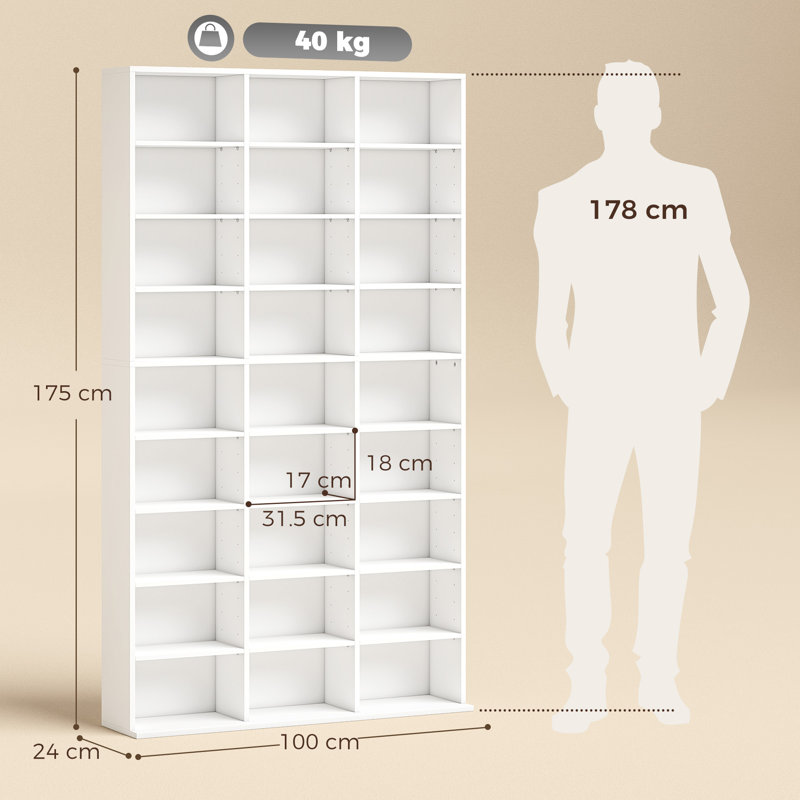 175 cm H Media Shelves, White