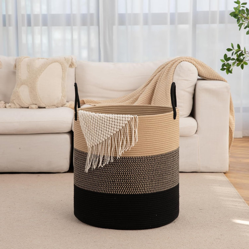 100L Collapsible Laundry Hamper - Large Woven Clothes Basket For Bedroom, Nursery & Living Room - Soft Blanket Storage With Sturdy Handles