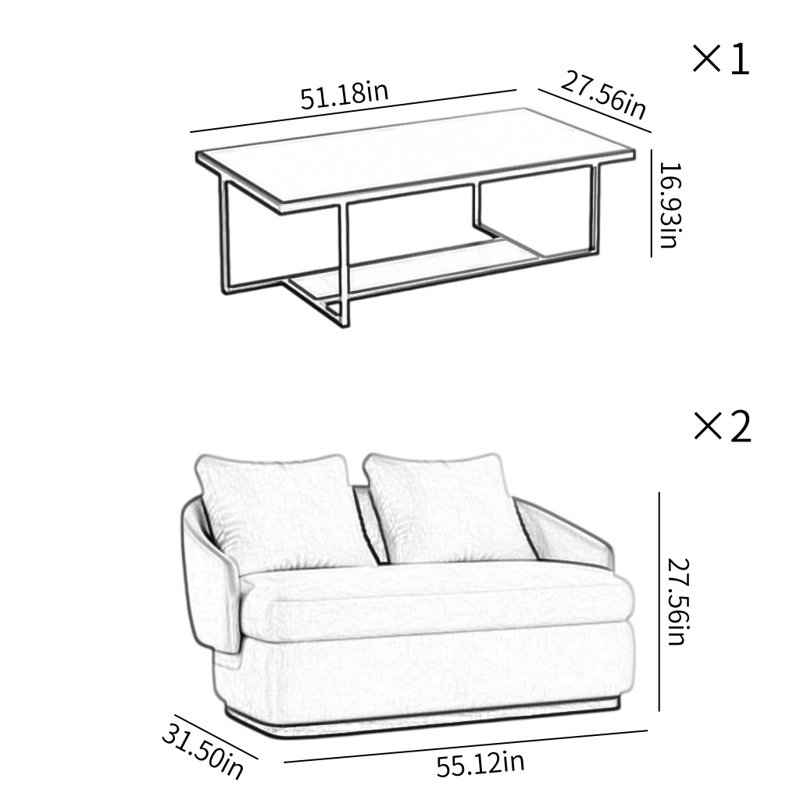 Modern Simple Sofa Coffee Table Combination