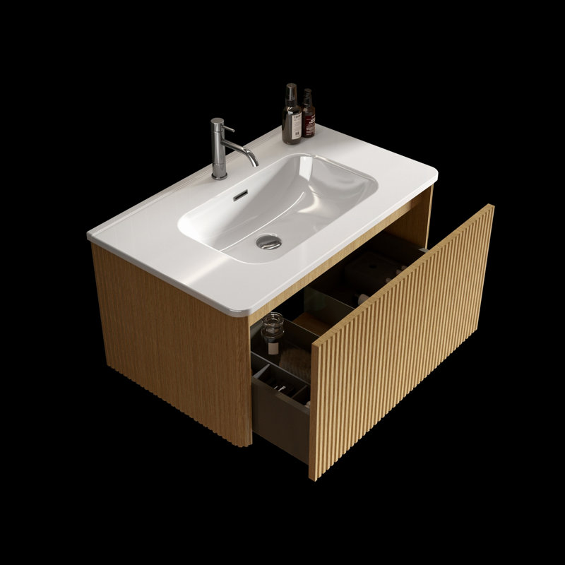 Meuble-lavabo mural moderne avec lavabo