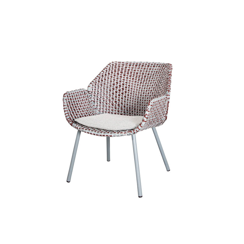 Vibe Patio Armchair with Cushion, Light Brown, Bordeaux/Dusty Rose