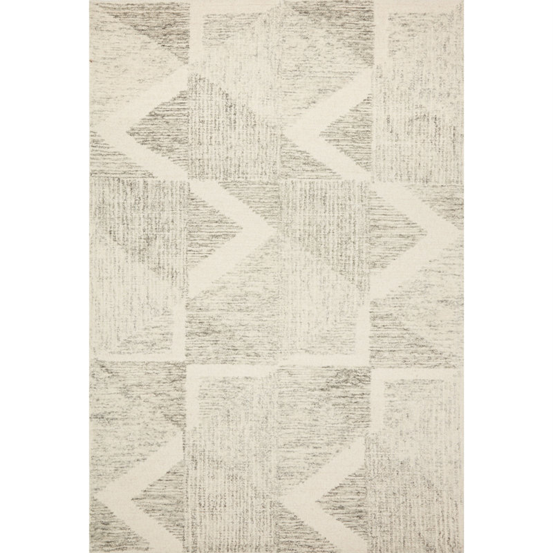 Tapis ivoire en laine touffeté à la main Manon, Rectangle 5 pi x 7 pi 6 po