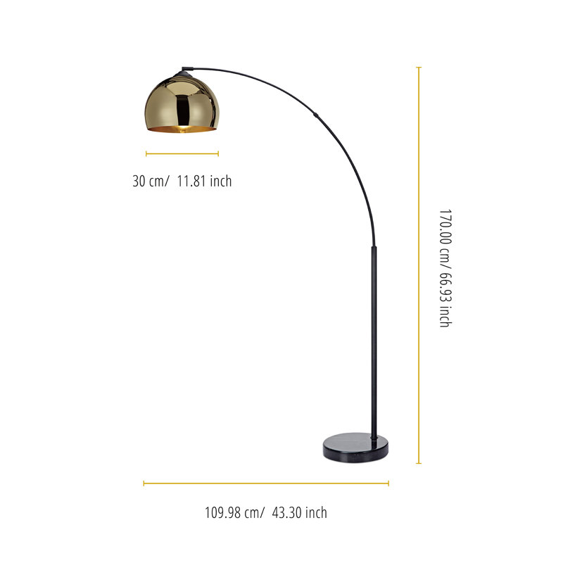 Adjustable Gold Arc Floor Lamp with Faux Marble Base