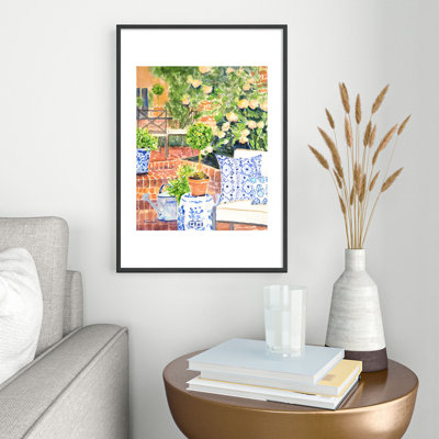 Laura Trevey On The Terrace Metal Framed Art Print