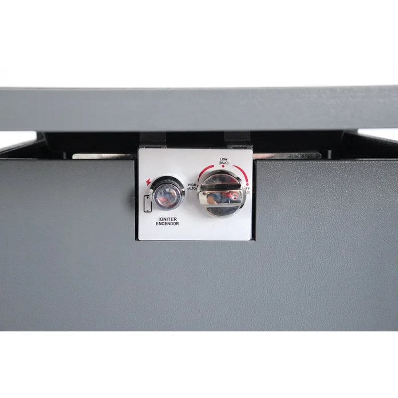 Foyer en métal thermolaqué 30 po avec surface en verre fumé, Gris