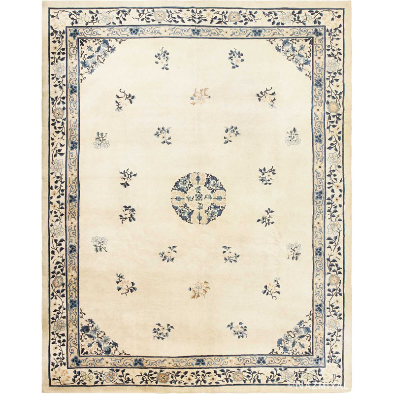 Tapis antique bleu ivoire