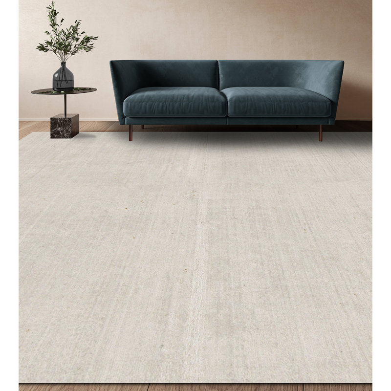 Hand-Knotted High-Quality White Area Rug