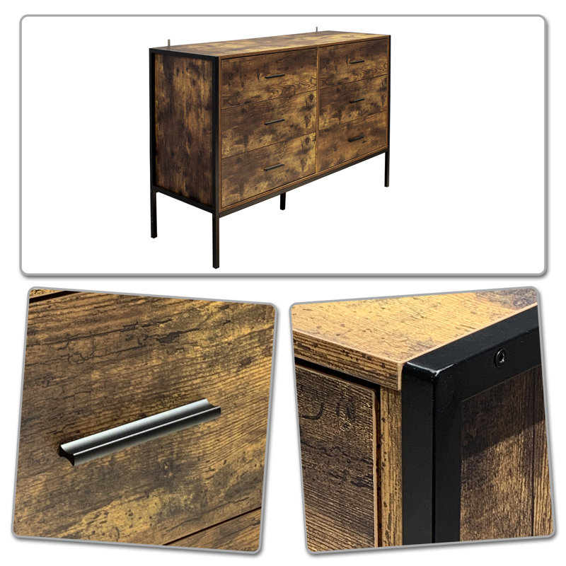 Buffet de style rétro 48,41 po avec tiroirs et métal Uziah pour chambre à coucher et salon
