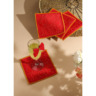 Autumn Blaze Embroidered Cocktail Napkins