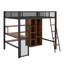 Lit mezzanine double en métal avec bureau